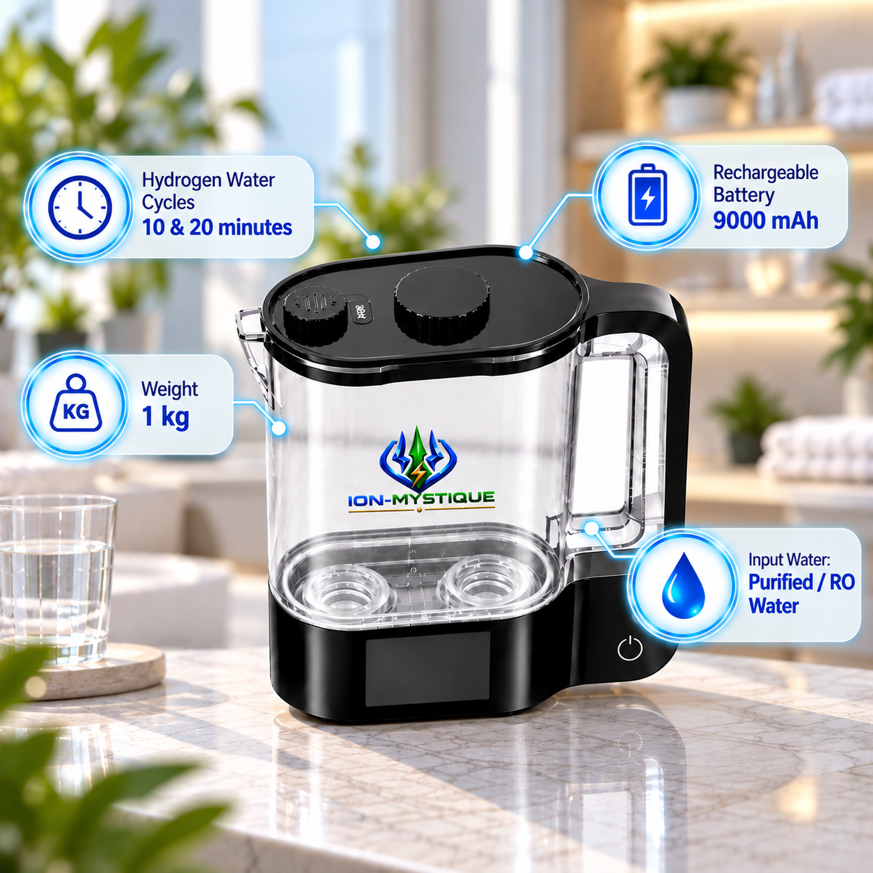 hydrogen water generating kettle specs